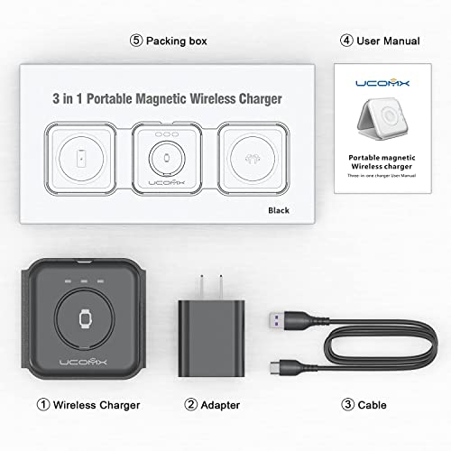 Black 3 in 1 Wireless Foldable Charger