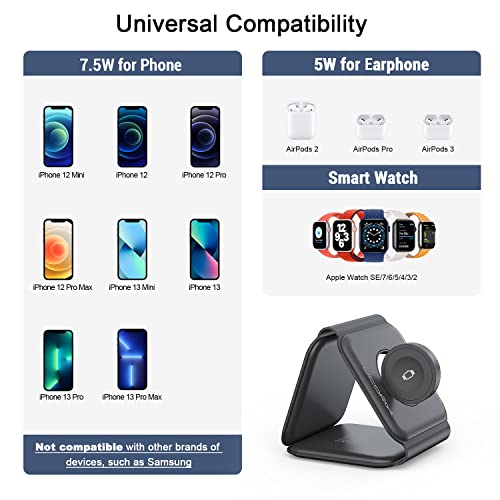 Black 3 in 1 Wireless Foldable Charger