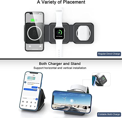 Black 3 in 1 Wireless Foldable Charger
