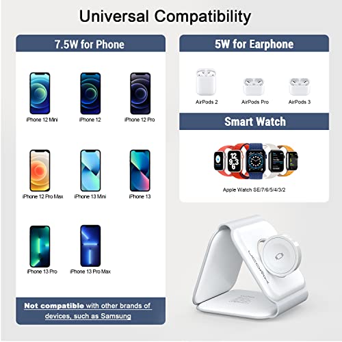 White 3 in 1 Wireless Foldable Charger